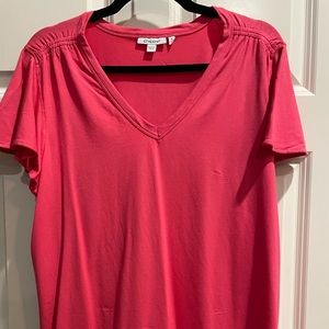Chico’s Flutter Sleeve Tee, Size 3(XL), Pink